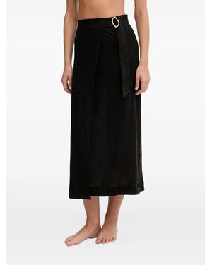 Chantelle Alba Midi-Wikkelrok Met Gespdetail - Zwart