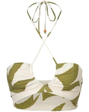 Cala De La Cruz Bari Neckholder-Top Mit Blatt-Print - Mettallic
