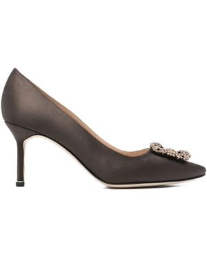Manolo Blahnik Escarpins Hangisi À Ornements 80 Mm - Marron
