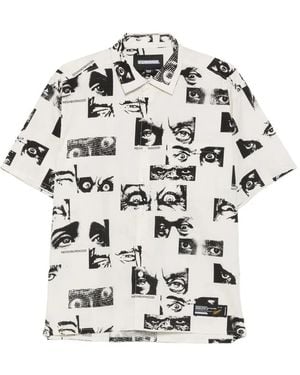 Neighborhood Eye-Print Short-Sleeve Shirt - White