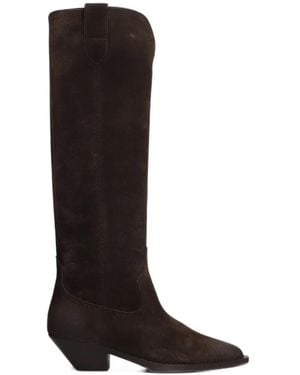 Via Roma 15 Pointed-Toe Pull-On Cowboy Boots - Black