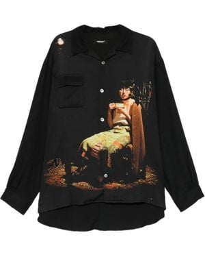 Undercover Graphic-Print Flap-Pocket Shirt - Black