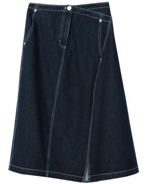 3.1 Phillip Lim Falda Asimétrica Con Costuras En Contraste - Azul