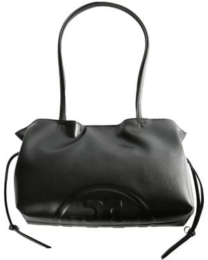 Tory Burch Embossed Drawstring Tote Bag - Black