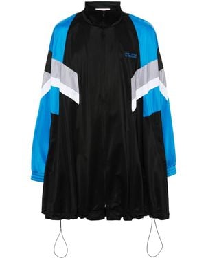 Martine Rose Logo-Embroidered Colorblock Coat - Blue