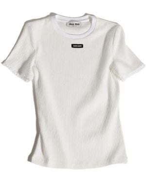 Miu Miu Cotton T-Shirt - White
