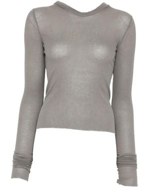 Rick Owens Hooded Crop T-Shirt - Grey