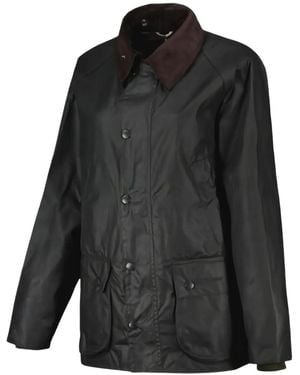 Barbour Corduroy-Collar Waxed Jacket - Black