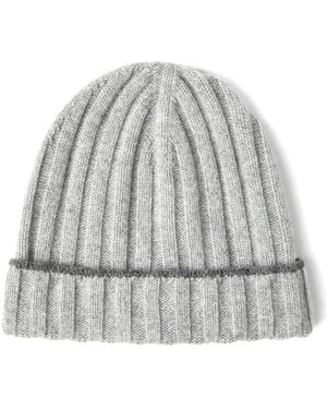 Brunello Cucinelli Cashmere Ribbed Beanie - Grey