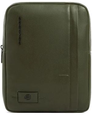 Piquadro Leather Messenger Bag - Green