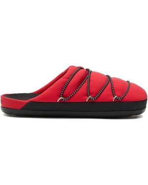 Moon Boot Quilted Lace-Up Slippers - Red