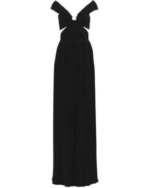 Chloé Off-Shoulder Pleated Midi Dress - Black