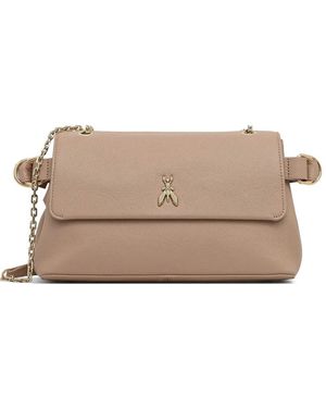 Patrizia Pepe Logo Chain Shoulder Bag - Natural