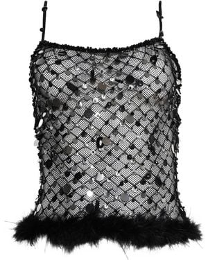 Roberta Einer Sequin-Embellished Top - Black