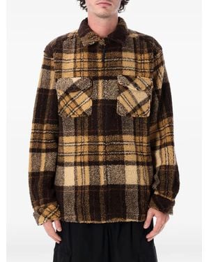 Kavu Mccord Creek Check-Pattern Fleece Overshirt - Black
