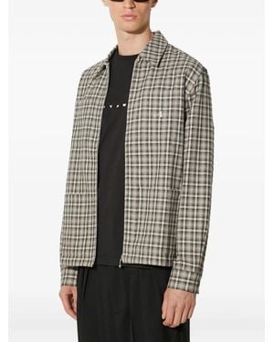 AWAKE NY Checked Zip-Up Shirt Jacket - Gray