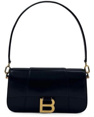 Balenciaga Hourglass Logo-Plaque Shoulder Bag - Blue