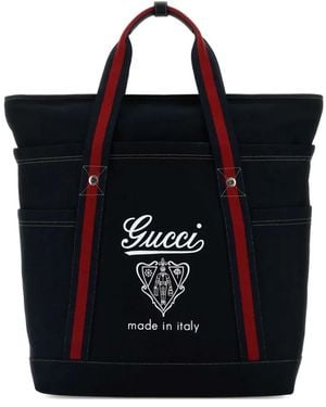 Gucci Canvas Shopping Bag - Black