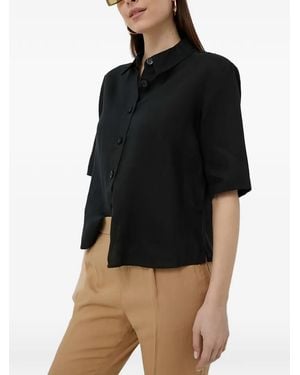 Benetton Buttoned Short-Sleeved Shirt - Black
