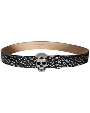 McQueen 3D Skull Belt - White