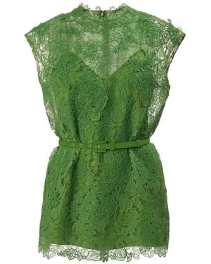 Carolina Herrera Hydrangea Lace Belted Top - Green