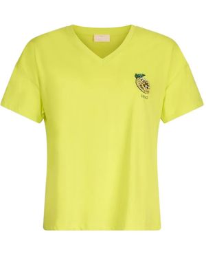 Liu Jo T-Shirt Verfraaid Met Citroen En V-Hals - Geel