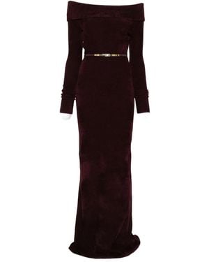 Elisabetta Franchi Off-the-shoulder belted dress - Morado