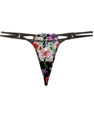 Fleur du Mal Wildfleur Floral Thong - Black