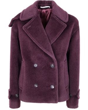 Tagliatore Double-Breasted Alpaca Wool Jacket - Purple