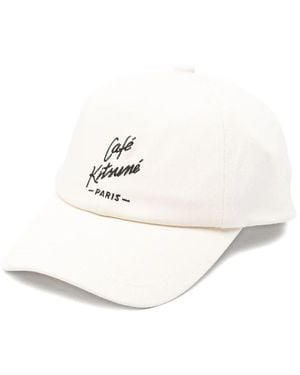 Maison Kitsuné Logo-Embroidered Cotton Cap - White