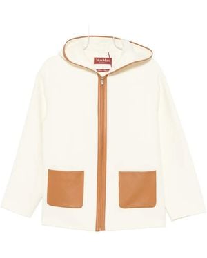 Max Mara Leather-Trim Hooded Jacket - White