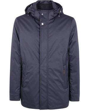 Moorer Hooded Zip-Fastening Jacket - Blauw