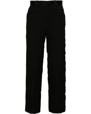 Undercover Mid-Rise Crinkled Straight-Leg Pants - Black