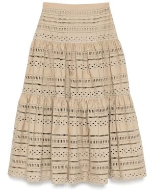 Elie Saab Gonna Midi Con Ricamo - Neutro