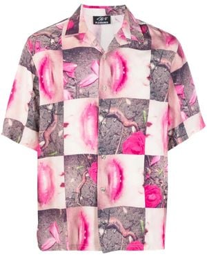 Pleasures Camicia A Maniche Corte Wormy Lips - Rosa