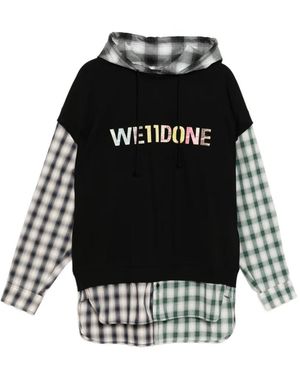we11done Logo-Embossed Hoodie - Black