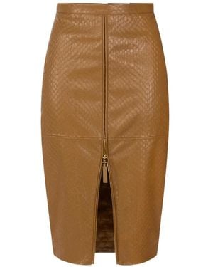 Elisabetta Franchi Skirt With Fish Scale Pattern - Brown
