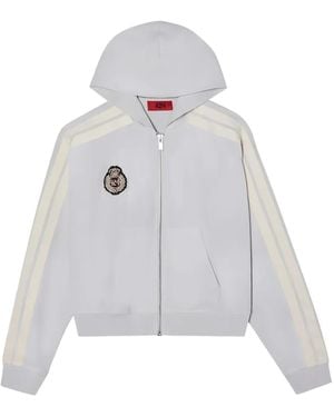 424 Side-Stripe Logo-Patch Hoodie - White