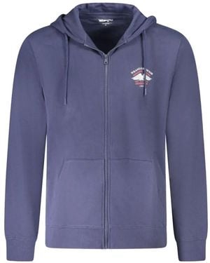 Wrangler Logo-Embroidered Zip-Up Hoodie - Blue