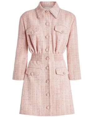 Genny Embellished-Collar Tweed Mini Dress - Pink