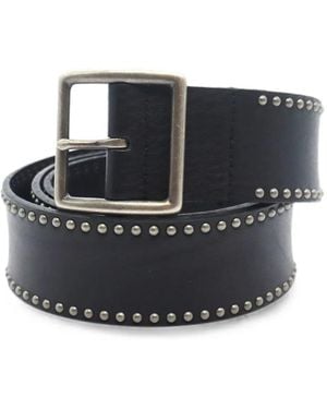HTC Ceinture En Cuir À Détails De Clous - Noir