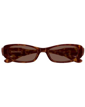 Balenciaga Bb Logo-Plaque Rectangle-Frame Sunglasses - Brown