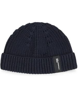 KARL LAGERFELD Docker Cotton Beanie - Blue