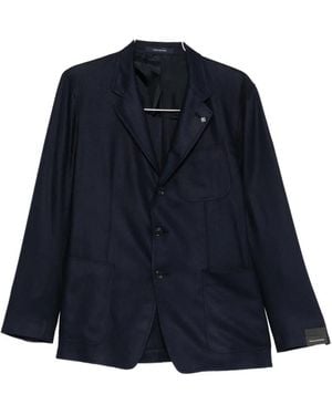 Tagliatore Notched-Lapel Patch-Pocket Blazer - Blue