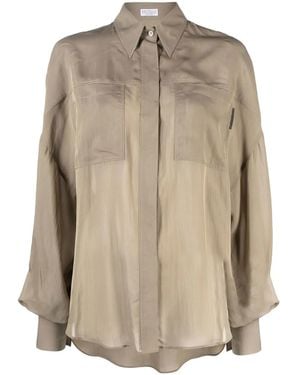 Brunello Cucinelli セミシアーブラウス - ナチュラル