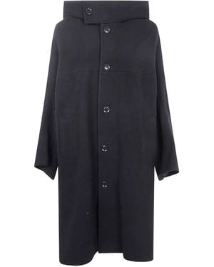 Y's Yohji Yamamoto Hooded Button-down Wool Coat - ブルー
