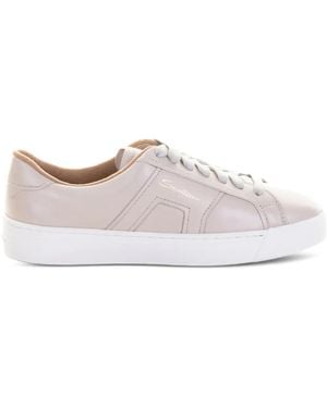 Santoni Leather Lace-Up Trainers - Brown