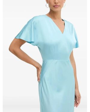 Karl Lagerfeld V-Neck Angel-Sleeve Midi Dress - Blue
