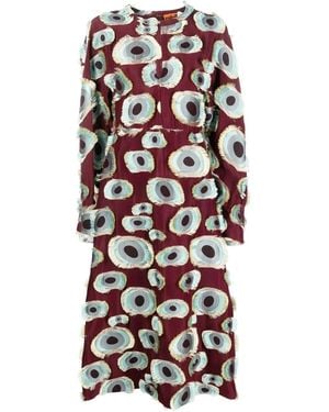 Colville Frayed-Detail Graphic-Print Dress - White