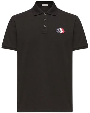 Moncler Cotton Logo-Patch Polo Shirt - Black